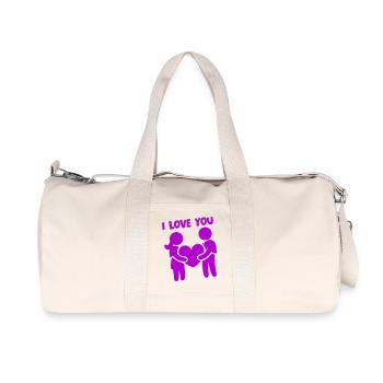 Je t’aime - Couple amoureux au cœur - Sac de sport en toile recyclée Stanley/Stella - blanc naturel - Devant