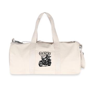 Cowboy-Biker auf Oldtimer-Motorrad - Recycelte Canvas-Sporttasche von Stanley/Stella - Naturweiß - Vorne