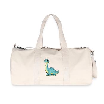 Cheerful cartoon dino for kids - Recycled Canvas Sports Bag by Stanley/Stella - natural - Front
