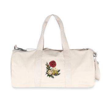 Honey Bee Dreaming Among Roses - Recycled Canvas Sports Bag by Stanley/Stella - natural - Front
