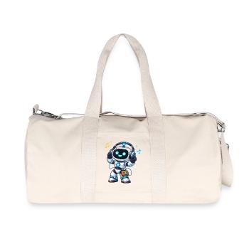 DJ robot spatial avec casque - Sac de sport en toile recyclée Stanley/Stella - blanc naturel - Devant