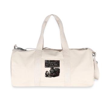 Zug Verspätung, Lokomotive, Bahnhof - Recycelte Canvas-Sporttasche von Stanley/Stella - Naturweiß - Vorne