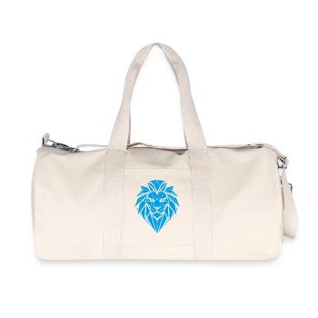 Blue Geometric Lion - Recycled Canvas Sports Bag by Stanley/Stella - natural - Front