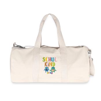 Schulkind 2026 Monsterfreunde - Recycelte Canvas-Sporttasche von Stanley/Stella - Naturweiß - Vorne