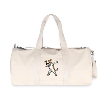 Dabbing Whippet im Comic Stil - Recycelte Canvas-Sporttasche von Stanley/Stella - Naturweiß - Vorne