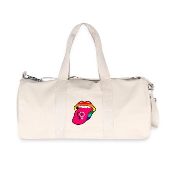 Langue arc-en-ciel de fierté gaie avec symbole lesbien - Sac de sport en toile recyclée Stanley/Stella - blanc naturel - Devant