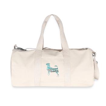 Nom du personnage Chihuahua Nuage de mots - Sac de sport en toile recyclée Stanley/Stella - blanc naturel - Devant