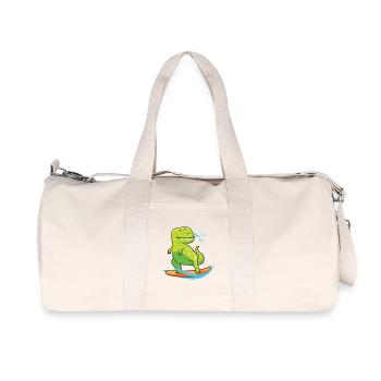 Surfing Dinousaur Holiday Shirt Geschenk - Recycelte Canvas-Sporttasche von Stanley/Stella - Naturweiß - Vorne