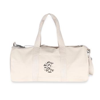 Camp in the woods with campfire and tent - Recycled Canvas Sports Bag by Stanley/Stella - natural - Front