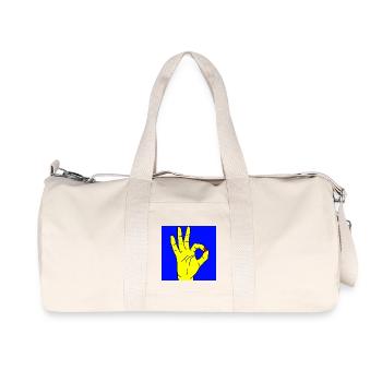 okay blue - Recycelte Canvas-Sporttasche von Stanley/Stella - Naturweiß - Vorne