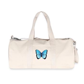 blue butterfly hand drawn and colored - Recycled Canvas Sports Bag by Stanley/Stella - natural - Front