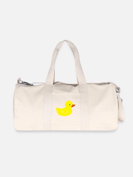 Fröhliche Quietscheente: Ein Hauch von Gelb - Recycelte Canvas-Sporttasche von Stanley/Stella - Naturweiß