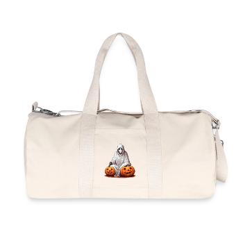 Spooky Halloween Horror Pumpkin Ghost - Recycled Canvas Sports Bag by Stanley/Stella - natural - Front