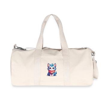 Cat - Kawaii Style - Recycled Canvas Sports Bag by Stanley/Stella - natural - Front