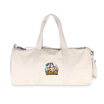 Happy Easter - Easter Bunny Illustration - Recycled Canvas Sports Bag by Stanley/Stella - natural - Front
