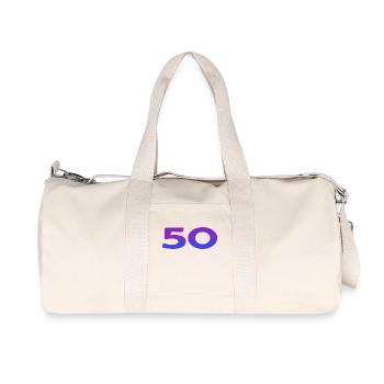 50. 50 ANS. 50e ANNIVERSAIRE. ANNIVERSAIRE 50 ANS. - Sac de sport en toile recyclée Stanley/Stella - blanc naturel - Devant