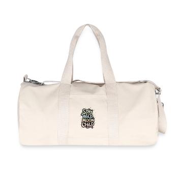 « Reste sauvage, enfant de la lune - Lune et étoiles » - Sac de sport en toile recyclée Stanley/Stella - blanc naturel - Devant