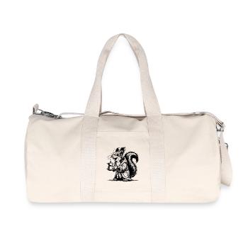 Squirrel with strong coffee in bathrobe - Recycled Canvas Sports Bag by Stanley/Stella - natural - Front