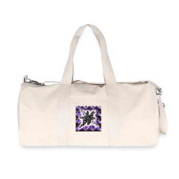 Creatively patterned blob on black and violet - Recycled Canvas Sports Bag by Stanley/Stella - natural - Front