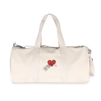Cycling Heart: Riding Straight to You - Recycled Canvas Sports Bag by Stanley/Stella - natural - Front
