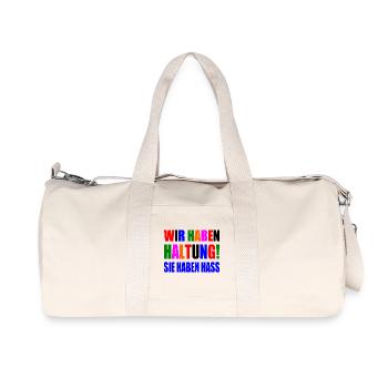 wir haben haltung sie haben hass - Recycelte Canvas-Sporttasche von Stanley/Stella - Naturweiß - Vorne