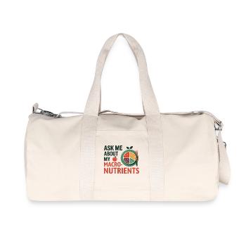 Frag mich nach meinem Makronährstoff-Ernährungsberater - Recycelte Canvas-Sporttasche von Stanley/Stella - Naturweiß - Vorne