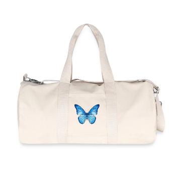 Geometric Blue Butterfly - Recycled Canvas Sports Bag by Stanley/Stella - natural - Front