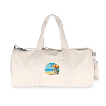 Beach vacation cartoon with umbrella - Recycled Canvas Sports Bag by Stanley/Stella - natural - Front
