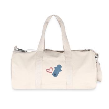 Heart Rocket Retro Print - Recycled Canvas Sports Bag by Stanley/Stella - natural - Front