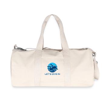 Diver Silhouette in Blue Stripes - Recycled Canvas Sports Bag by Stanley/Stella - natural - Front