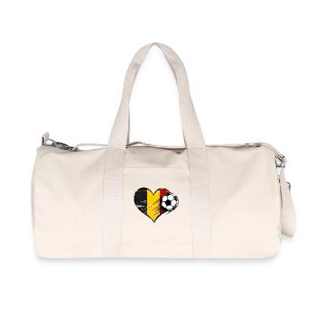 Belgium Flag Football with Heart Used - Recycled Canvas Sports Bag by Stanley/Stella - natural - Front