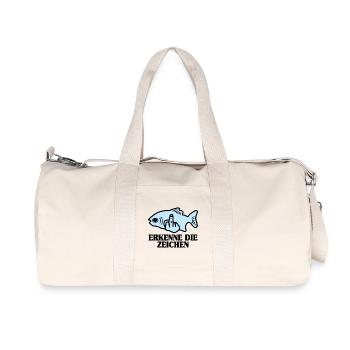 Erkenne die Zeichen Fisch Angler - Recycelte Canvas-Sporttasche von Stanley/Stella - Naturweiß - Vorne