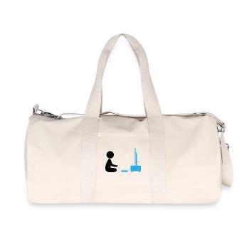 Un garçon joue avec sa console de jeux - Sac de sport en toile recyclée Stanley/Stella - blanc naturel - Devant