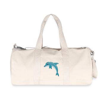 friendly cartoon dolphin blue, gray - Recycled Canvas Sports Bag by Stanley/Stella - natural - Front