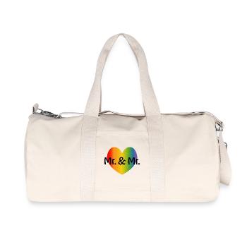 Regenbogen Mr and Mr 2 rainbow Herz LGBT lgbtqi - Recycelte Canvas-Sporttasche von Stanley/Stella - Naturweiß - Vorne
