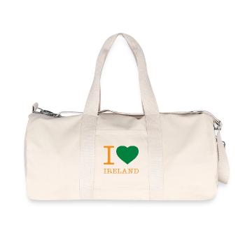 I LOVE IRELAND - Recycelte Canvas-Sporttasche von Stanley/Stella - Naturweiß - Vorne