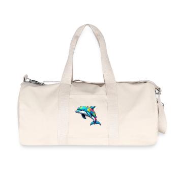 Dolphin globe world planet Earth - Recycled Canvas Sports Bag by Stanley/Stella - natural - Front