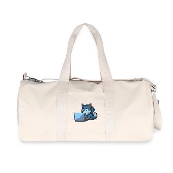 Niedlicher Hacker Wolf schläft im Hoodie vorm PC - Recycelte Canvas-Sporttasche von Stanley/Stella - Naturweiß - Vorne