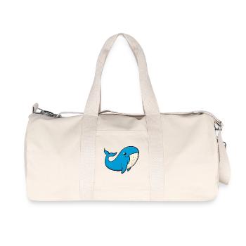 Baleine bleue joyeuse - Sac de sport en toile recyclée Stanley/Stella - blanc naturel - Devant