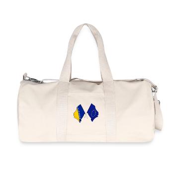 Flag of Bosnia and Herzegovina and flag of Europe - Recycled Canvas Sports Bag by Stanley/Stella - natural - Front
