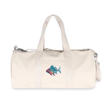 Unterwasser Fischsilhouette mit Taucher - Recycelte Canvas-Sporttasche von Stanley/Stella - Naturweiß - Vorne