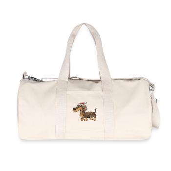 Drickny Christmas Dakshund avec Chapeau - Sac de sport en toile recyclée Stanley/Stella - blanc naturel - Devant