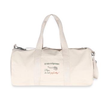 Ich habe nachgemessen – Papa, du bist großartig! - Recycelte Canvas-Sporttasche von Stanley/Stella - Naturweiß - Vorne