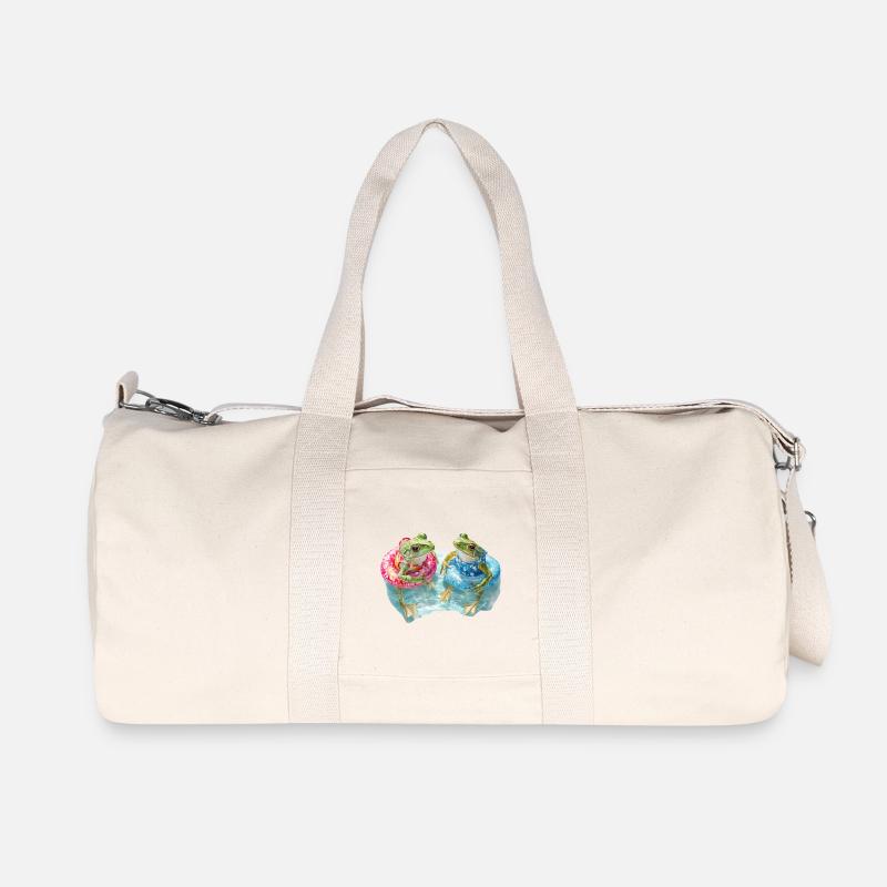 Zwei Frösche im Schwimmring - Recycelte Canvas-Sporttasche von Stanley/Stella - Naturweiß
