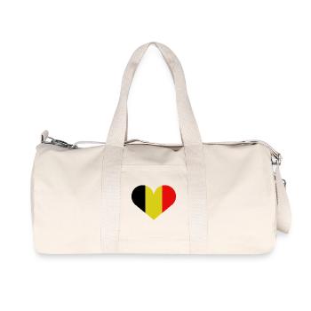 Belgische herzförmige Flagge - Recycelte Canvas-Sporttasche von Stanley/Stella - Naturweiß - Vorne