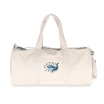 Liberté pour l’espoir - Baleine bleue avec banc de poissons - Sac de sport en toile recyclée Stanley/Stella - blanc naturel - Devant