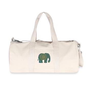 Mandala Elefant Muster in Teal - Recycelte Canvas-Sporttasche von Stanley/Stella - Naturweiß - Vorne