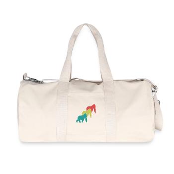 Three Monkeys Silhouettes Retro - Recycled Canvas Sports Bag by Stanley/Stella - natural - Front
