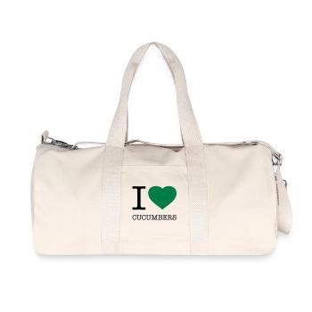 I LOVE CUCUMBERS Gurken Gurke - Recycelte Canvas-Sporttasche von Stanley/Stella - Naturweiß - Vorne