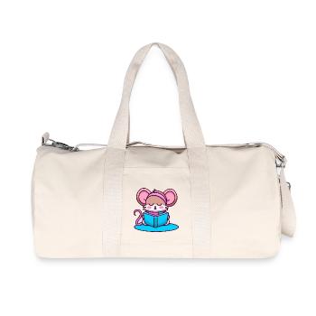 Leseratte Bücherwurm Maus - Recycelte Canvas-Sporttasche von Stanley/Stella - Naturweiß - Vorne